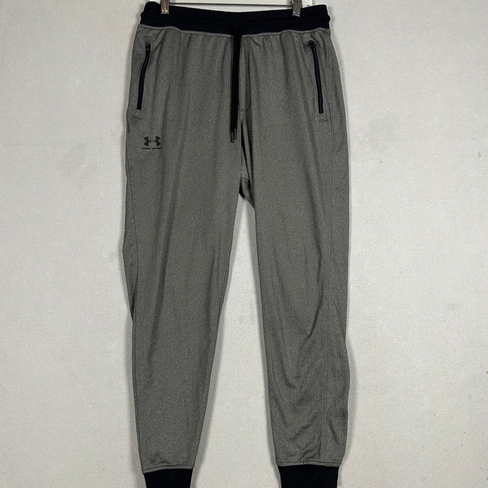 Under Armour Joggers Mens Large Loose Fit Grey Heathered Zipper Pockets Athletic